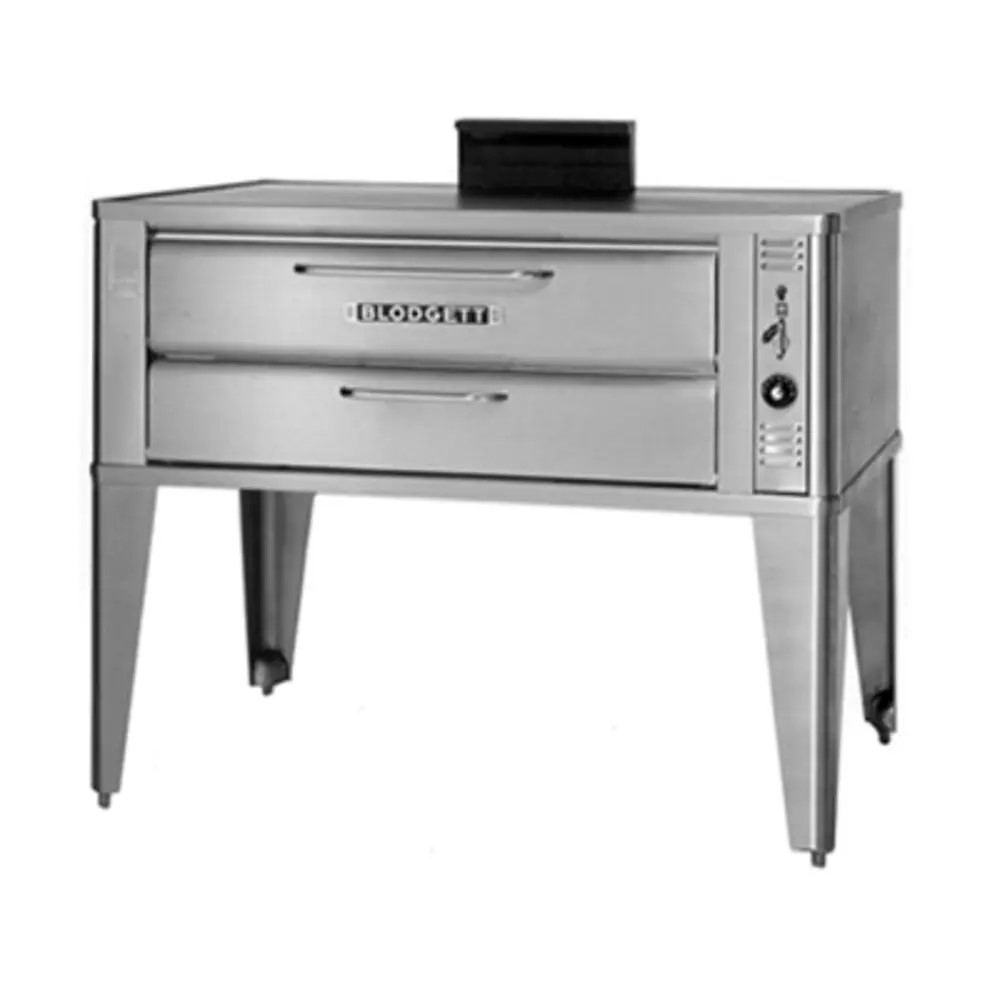 Stainless steel commercial double deck gas oven, featuring a robust and durable design for heavy-duty kitchen use.